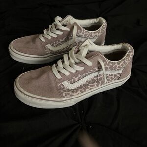 Vans Women's Leopard Print Sneakers - Pink and White